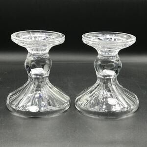 Vintage Bohemia Czech Hand Cut 24% Lead Crystal Pillars Set of 2